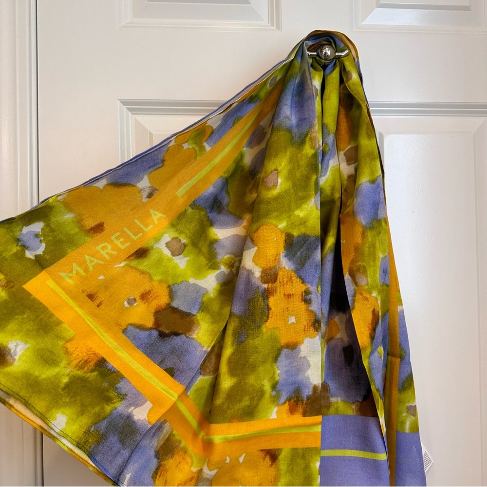 NWOT Marella by Max Mara Cotton Blend Shawl Scarf Size: 120cm* 120cm Spring - Picture 5 of 15